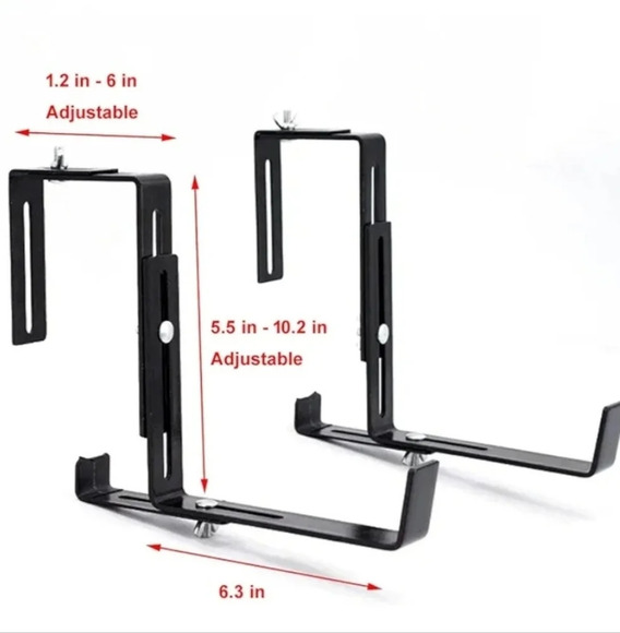Planter Box Bracket Set,Adjustable Flower Box Brackets for Patio Garden  Fence - Picture 3 of 5